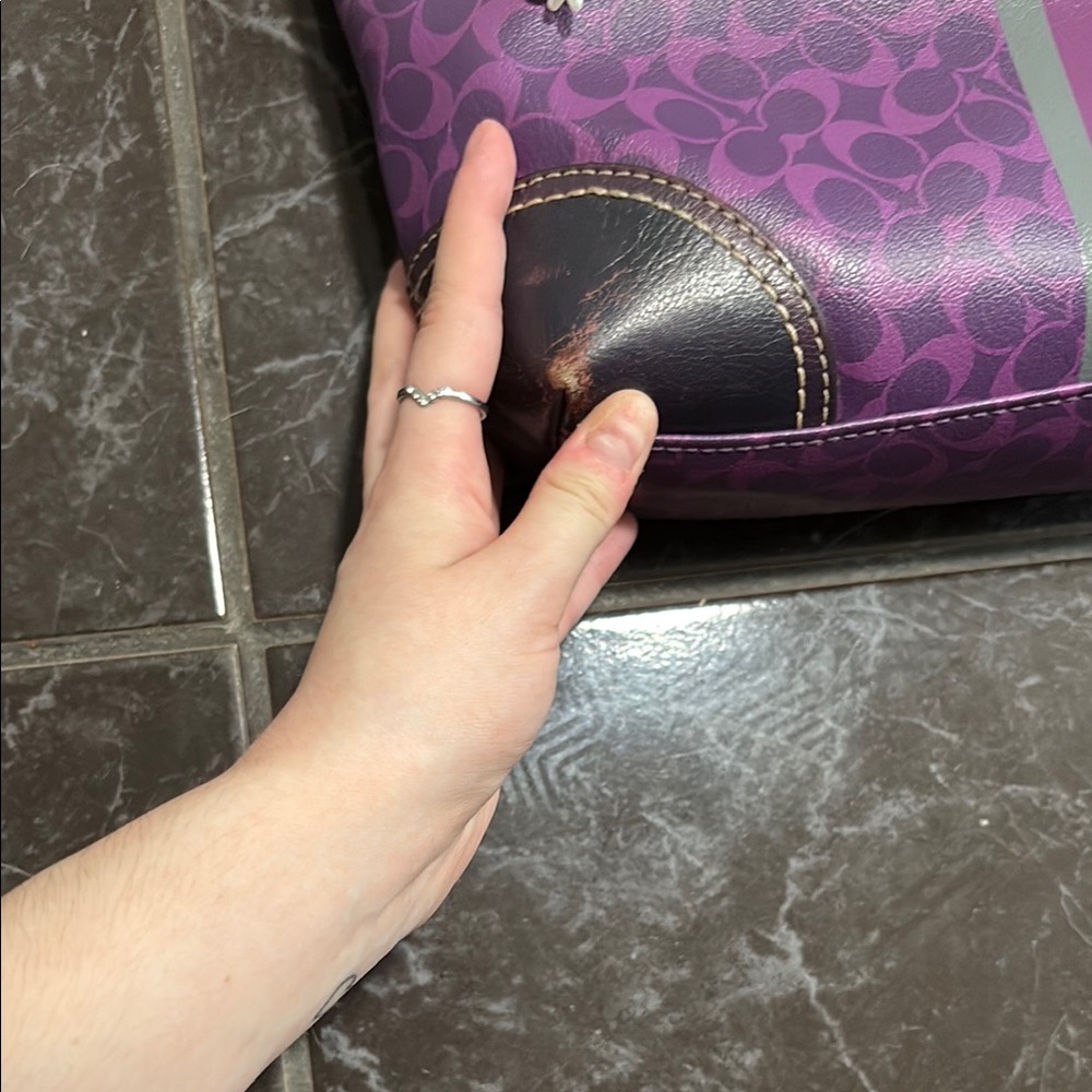 Coach Purple Monogram Tote Bag - Picture 6 of 8